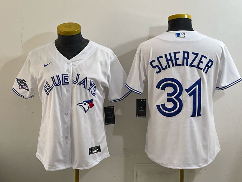 Women 2026 Nike Toronto Blue Jays #31 Scherzer White Game MLB Jersey 09->women mlb jersey->Women Jersey